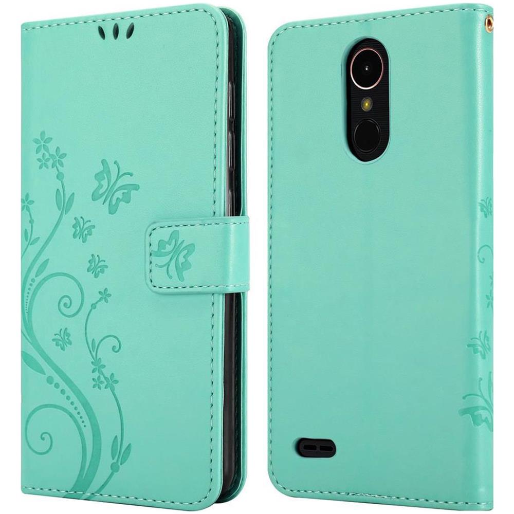 Custodia Compatibile Con Lg K10 2018 In Turchese Fiore - Coperchio Protettivo In Design Floreale Con Chiusura Magnetica, Funzione Stand E Slot Per Carte - Foto 8
