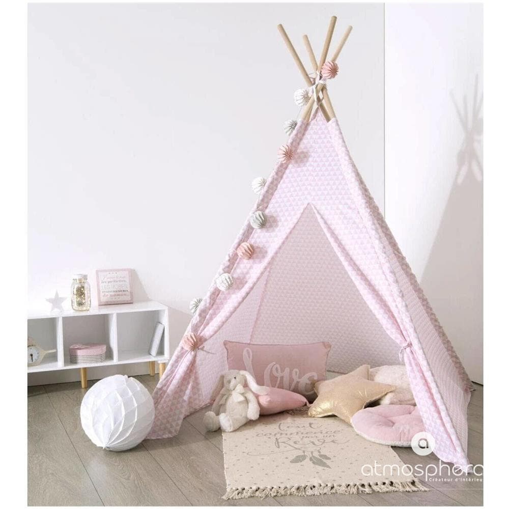Tenda Per Bambini Teepee In Triangoli, Colore Rosa, Atmosphera Per Bambini - Foto 2