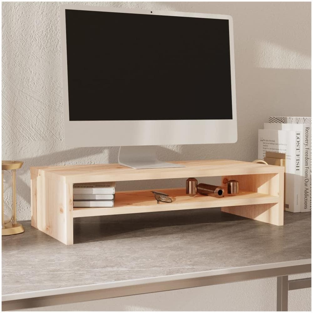 Supporto Per Monitor 50x24x13 Cm In Legno Massello Di Pino - Foto 8