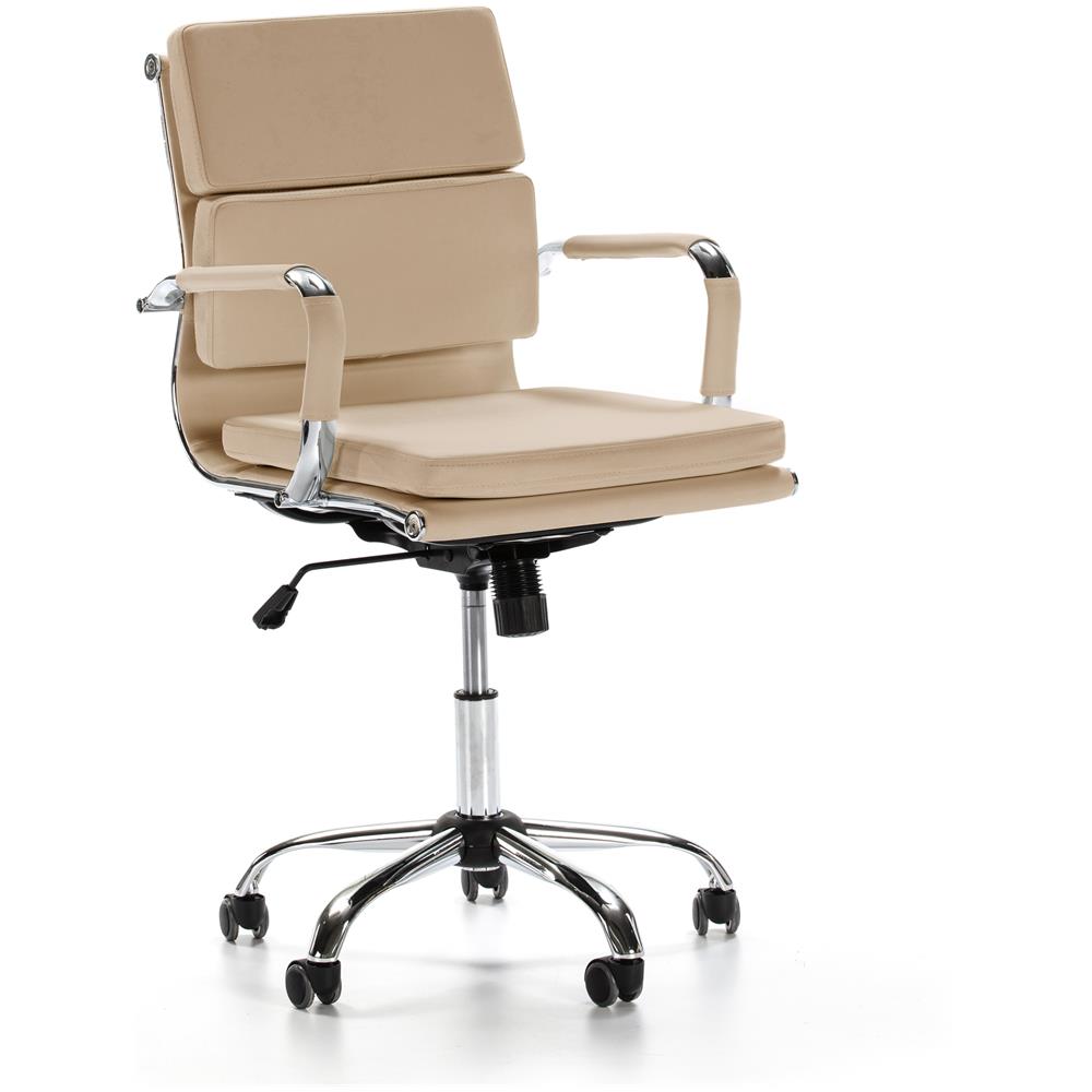Sedia Da Ufficio Fenix Reclinabile Taupe, Ecopelle, Sedia Executive Con Poggiatesta Imbottito, Altezza Regolabile, Design Ergonomico - Foto 1