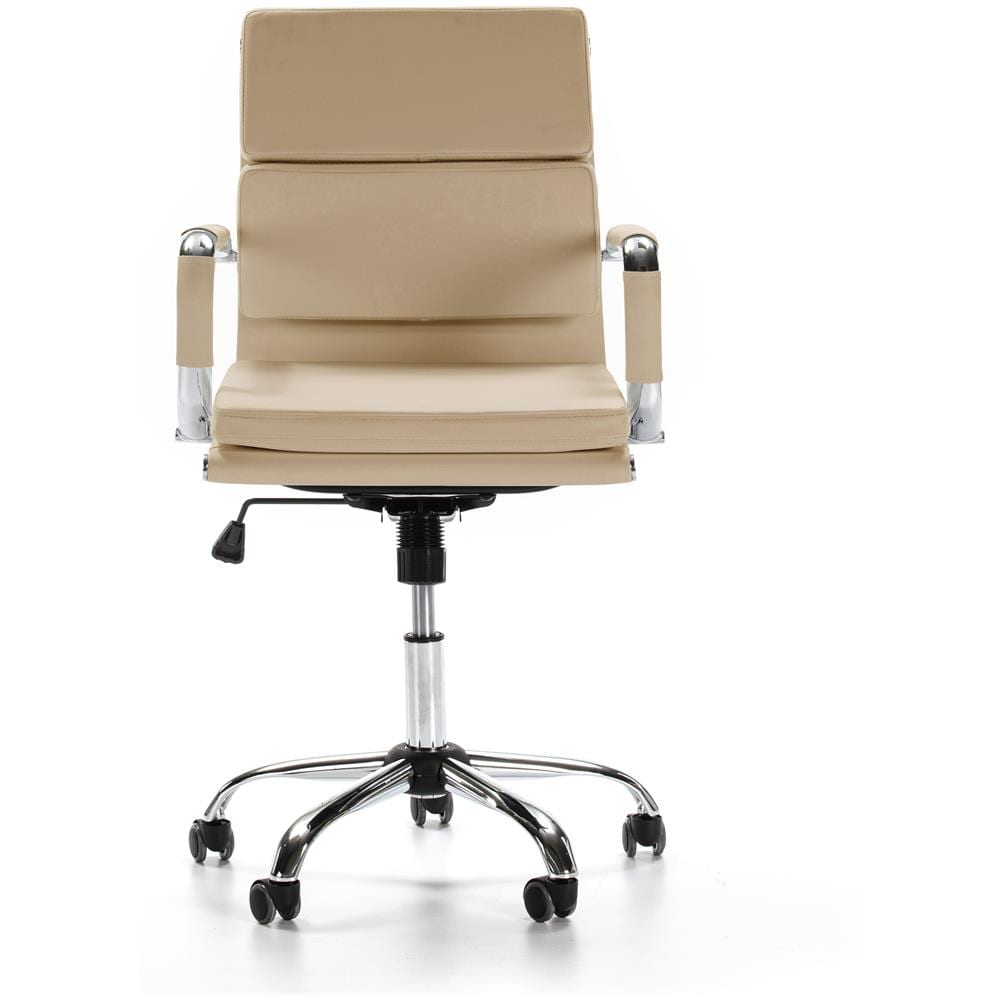 Sedia Da Ufficio Fenix Reclinabile Taupe, Ecopelle, Sedia Executive Con Poggiatesta Imbottito, Altezza Regolabile, Design Ergonomico - Foto 2