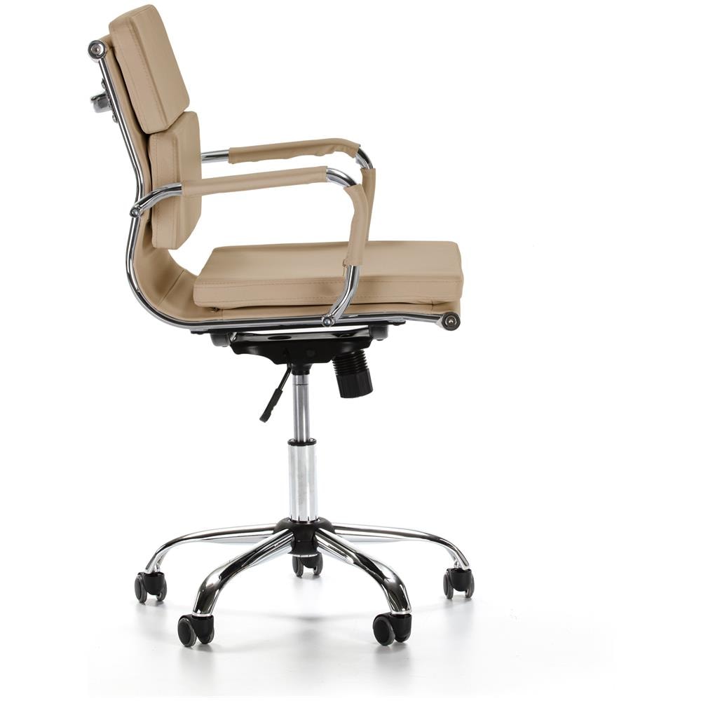 Sedia Da Ufficio Fenix Reclinabile Taupe, Ecopelle, Sedia Executive Con Poggiatesta Imbottito, Altezza Regolabile, Design Ergonomico - Foto 3