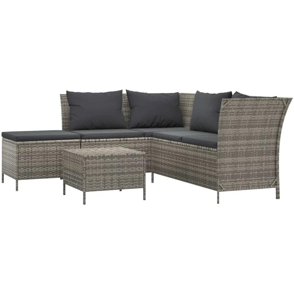 Set Divani Da Giardino 4 Pz Con Cuscini In Polyrattan Grigio - Foto 2