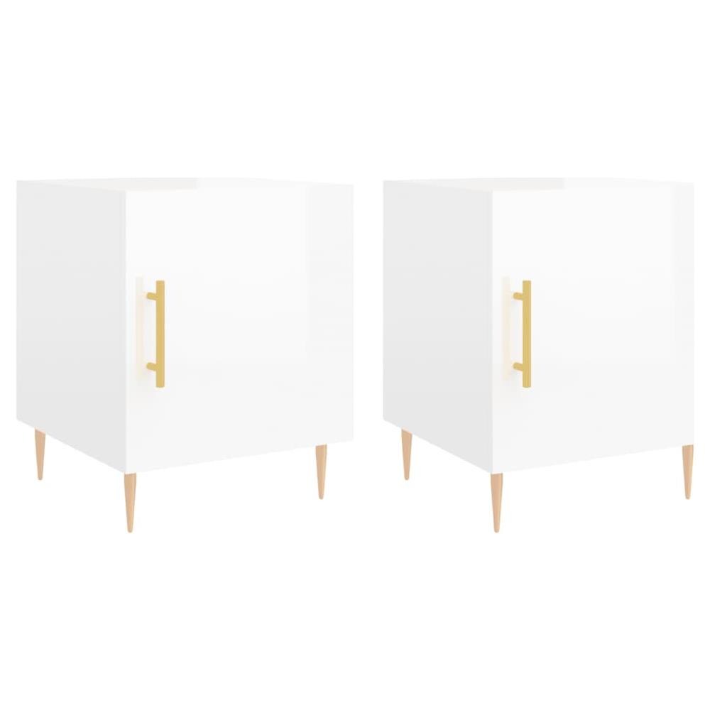 Comodini 2 Pz Bianco Lucido 40x40x50 Cm In Legno Multistrato - Foto 2