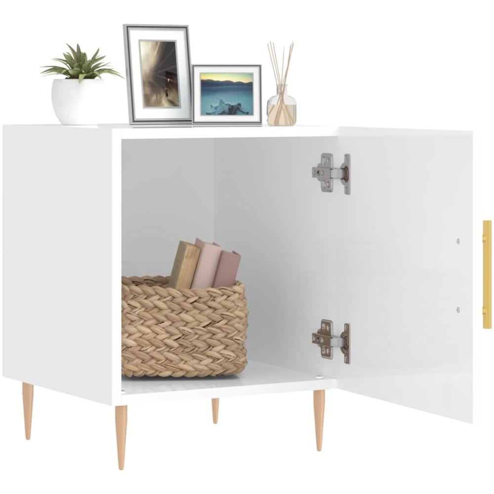 Comodini 2 Pz Bianco Lucido 40x40x50 Cm In Legno Multistrato - Foto 3