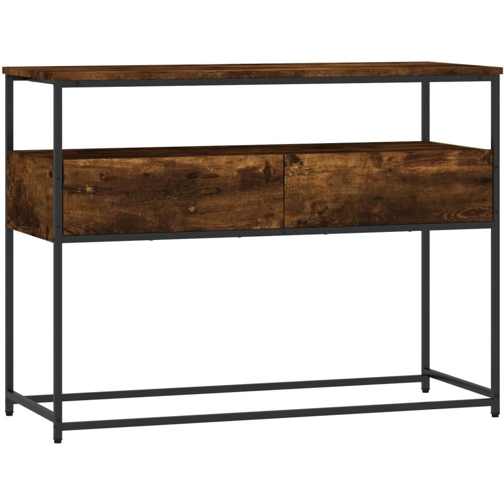 Tavolino Consolle Rovere Fumo 100x40x75 Cm In Legno Multistrato - Foto 2