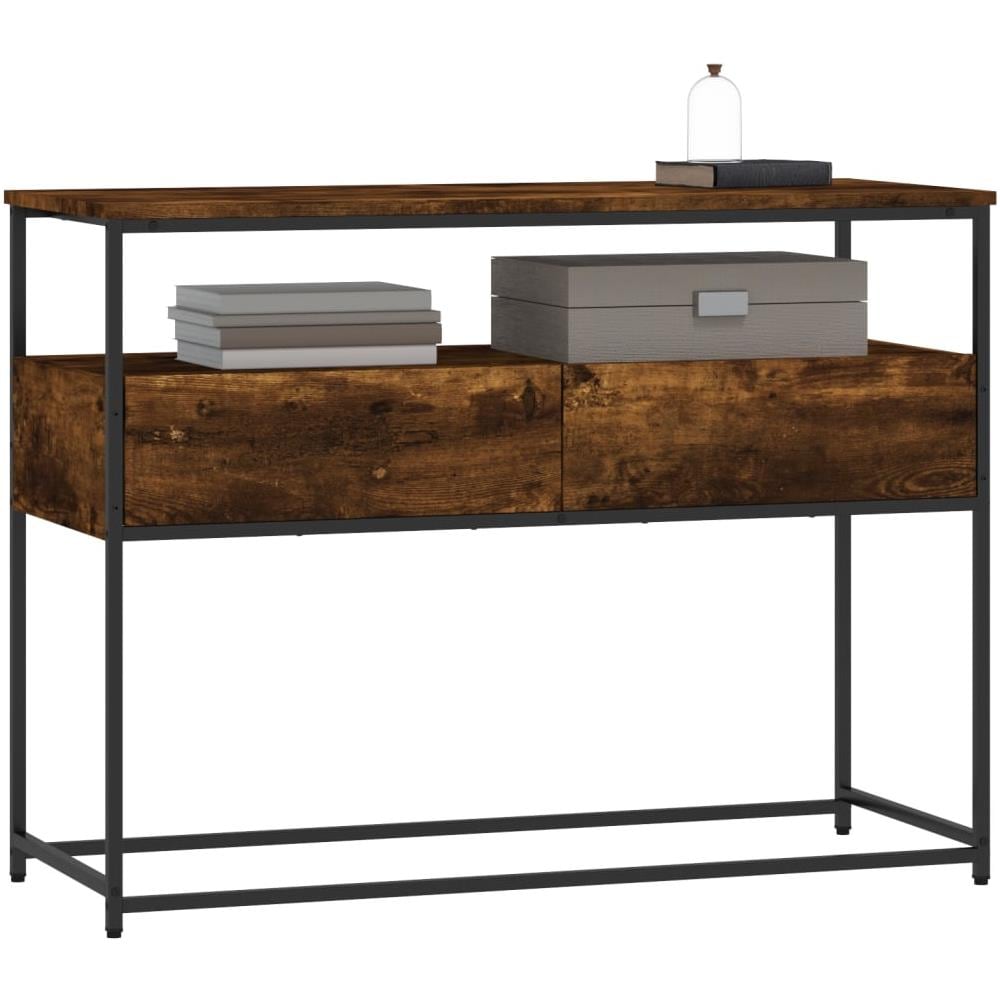 Tavolino Consolle Rovere Fumo 100x40x75 Cm In Legno Multistrato - Foto 3