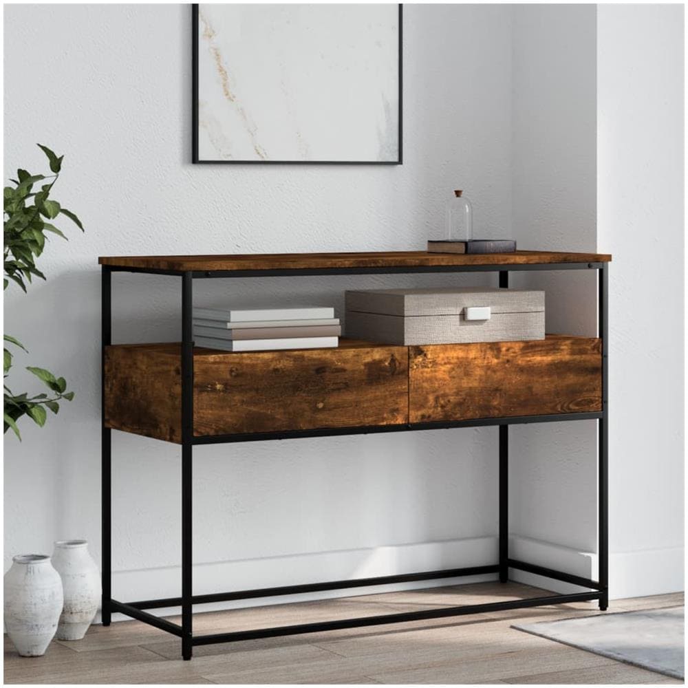 Tavolino Consolle Rovere Fumo 100x40x75 Cm In Legno Multistrato - Foto 1
