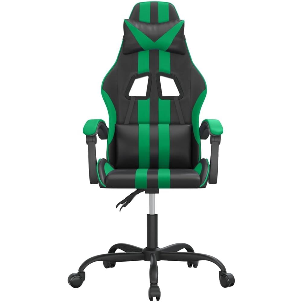 Sedia da Gaming Girevole Nera e Verde in Similpelle - Foto 2