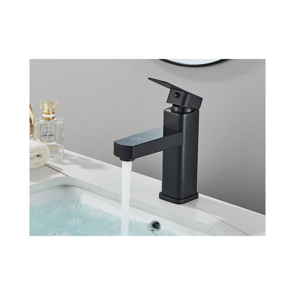 Rubinetto per lavabo da bagno, Blackswan, tipo M212, modello nero opaco, con display LCD, dimensioni 17,5 cm - Foto 4