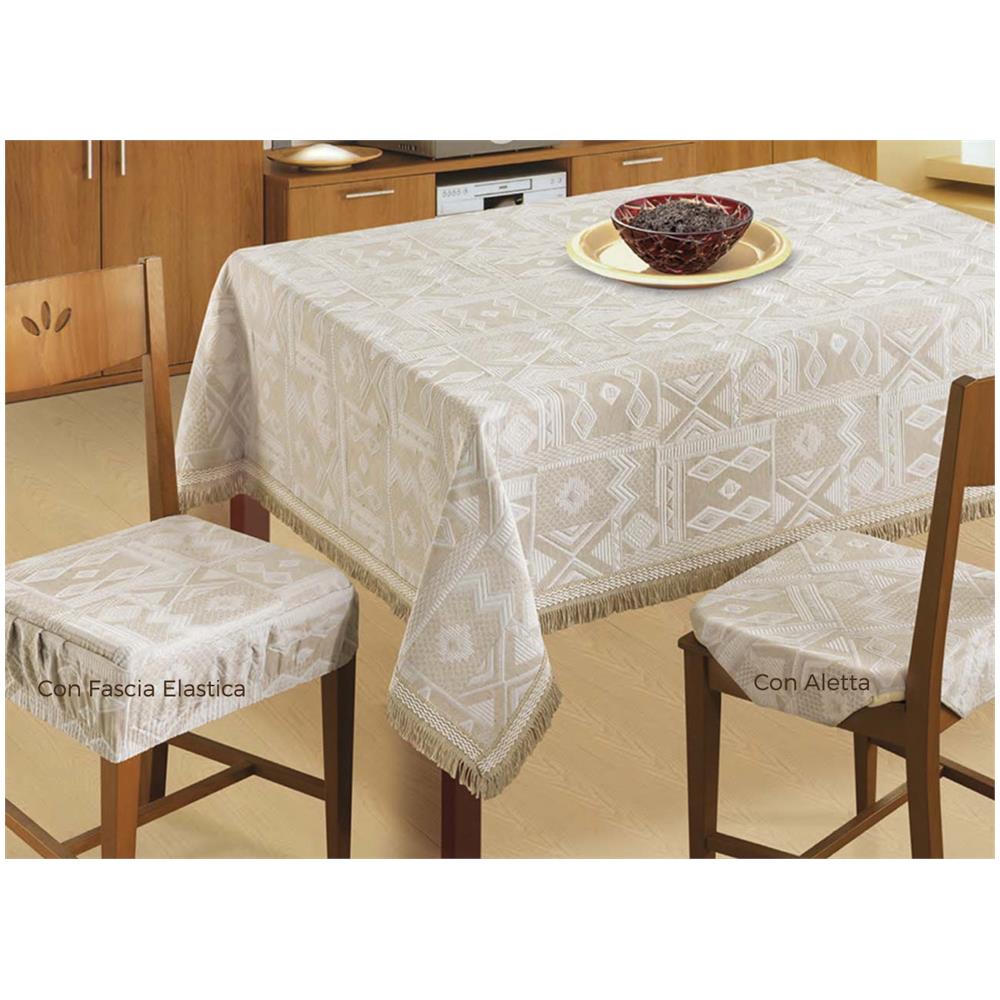 Copritavolo Salotto Cucina Jacquard Modello Mexico Made In Italy Rotondo 180 Oro - Foto 2