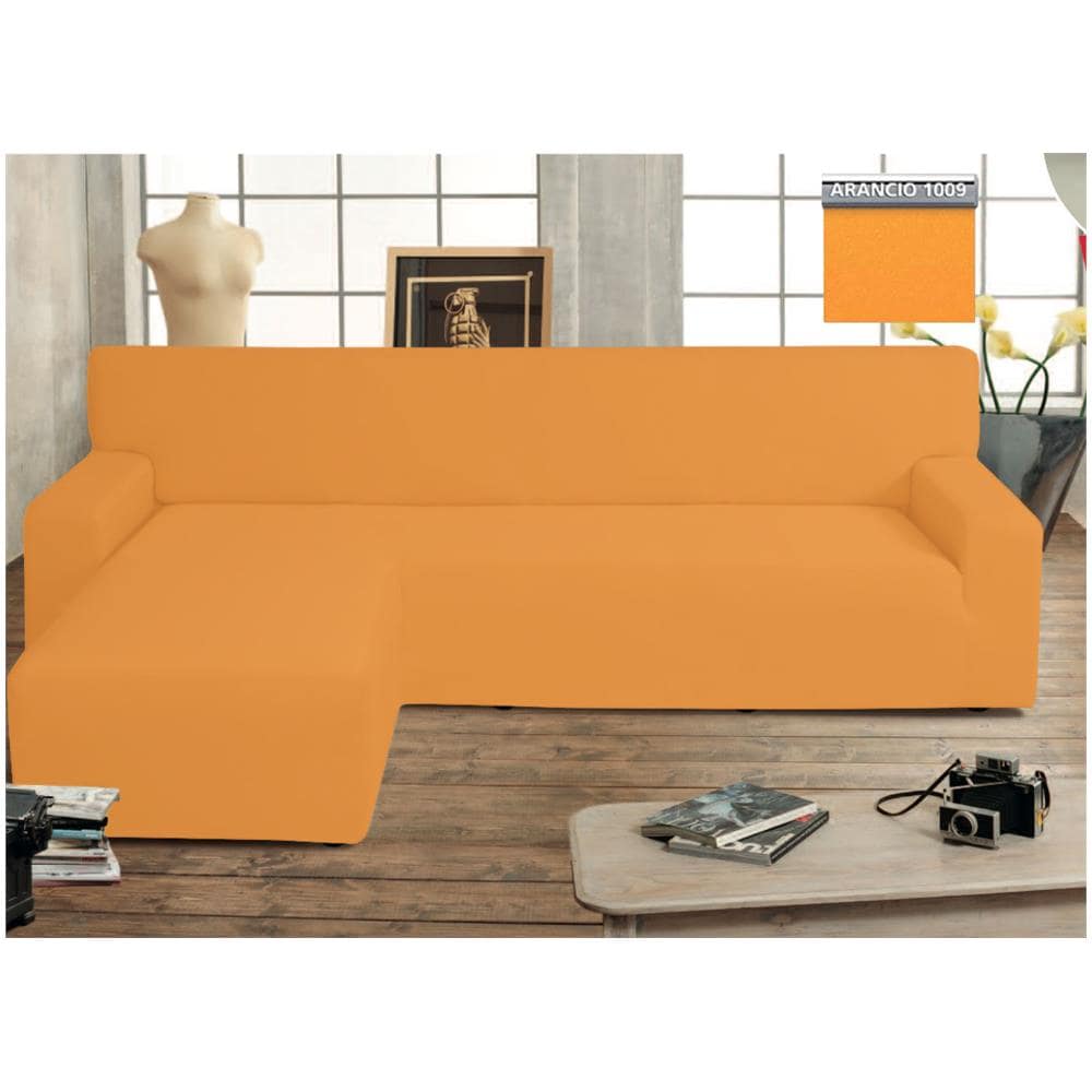 Copridivano Genius Con Penisola Chaise Longue Modello Swing Colore Arancio Sinistra Arancio - Foto 1