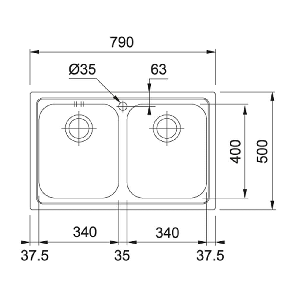 Lavello LLX 620 Logica Line da Incasso con 2 Vasche in Acciaio Inox Satinato - Foto 2