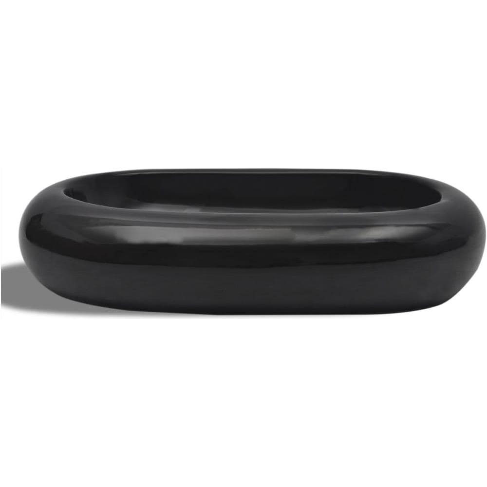 Lavandino Da Bagno In Ceramica Ovale Nero - Foto 2