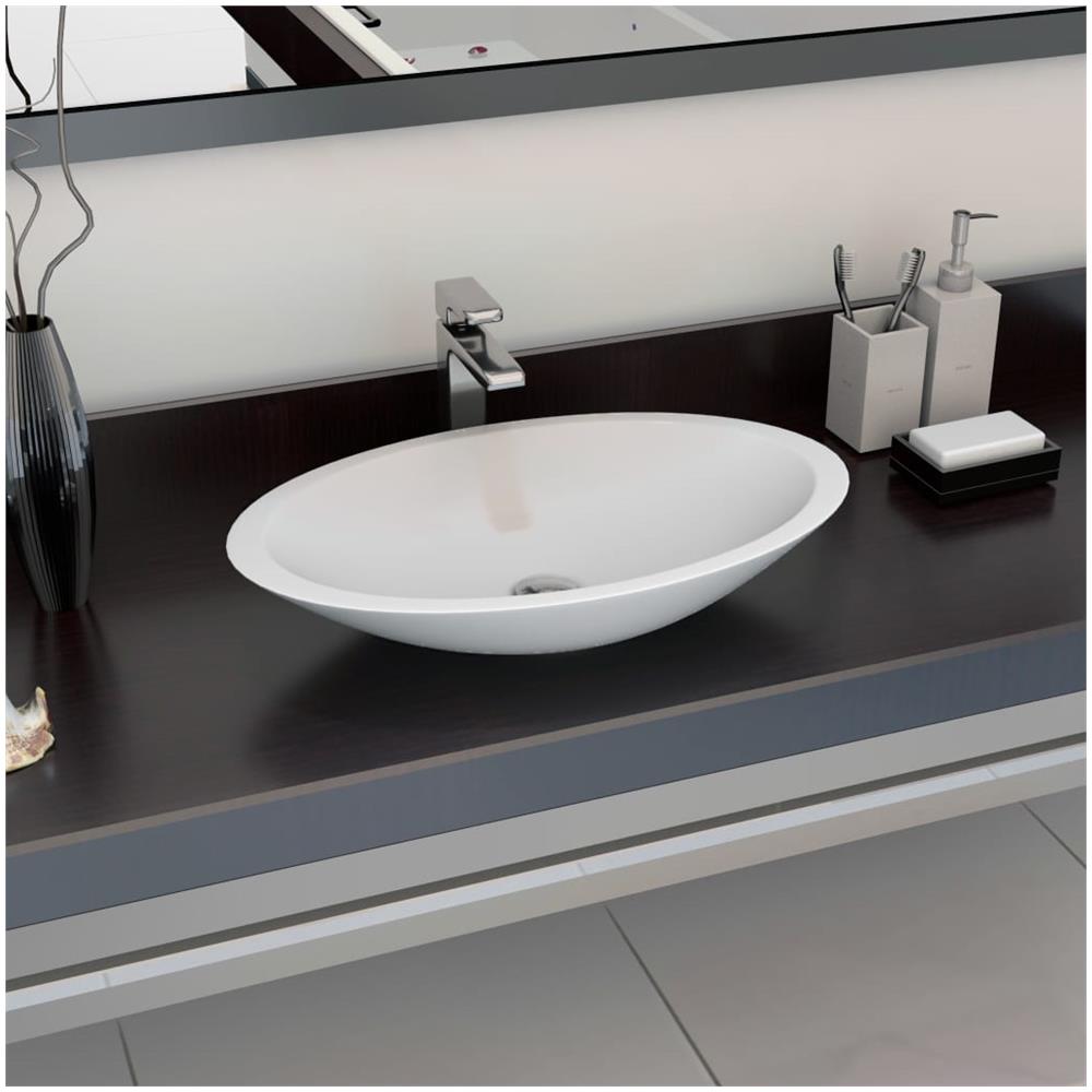 Lavandino 59,3x35,1x10,7 Cm Blocco In Marmo / minerale Bianco - Foto 1