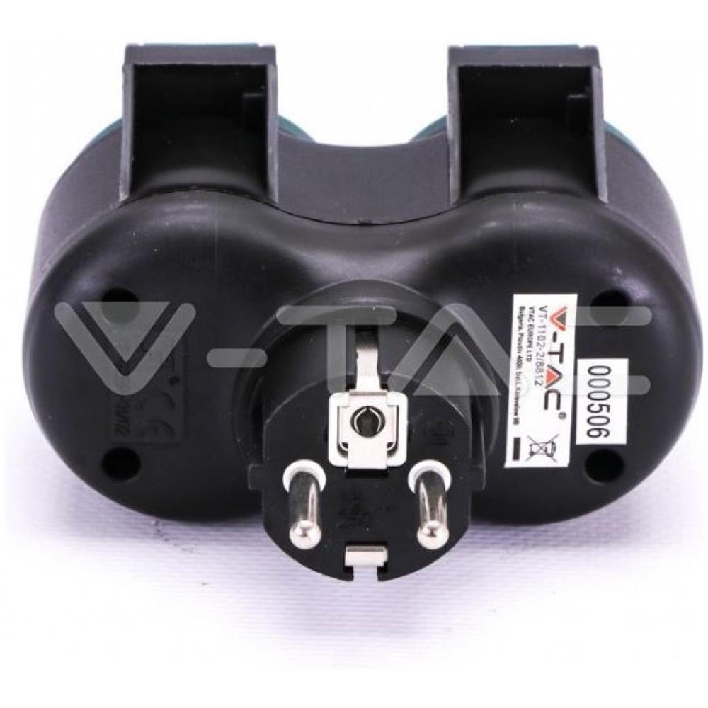 V-tac Vt-1102-2 Adattatore Elettrico Da Giardino 2 Prese 16a Eu Standard Corpo Nero E Verde Ip44 - Sku 8812 - Foto 3