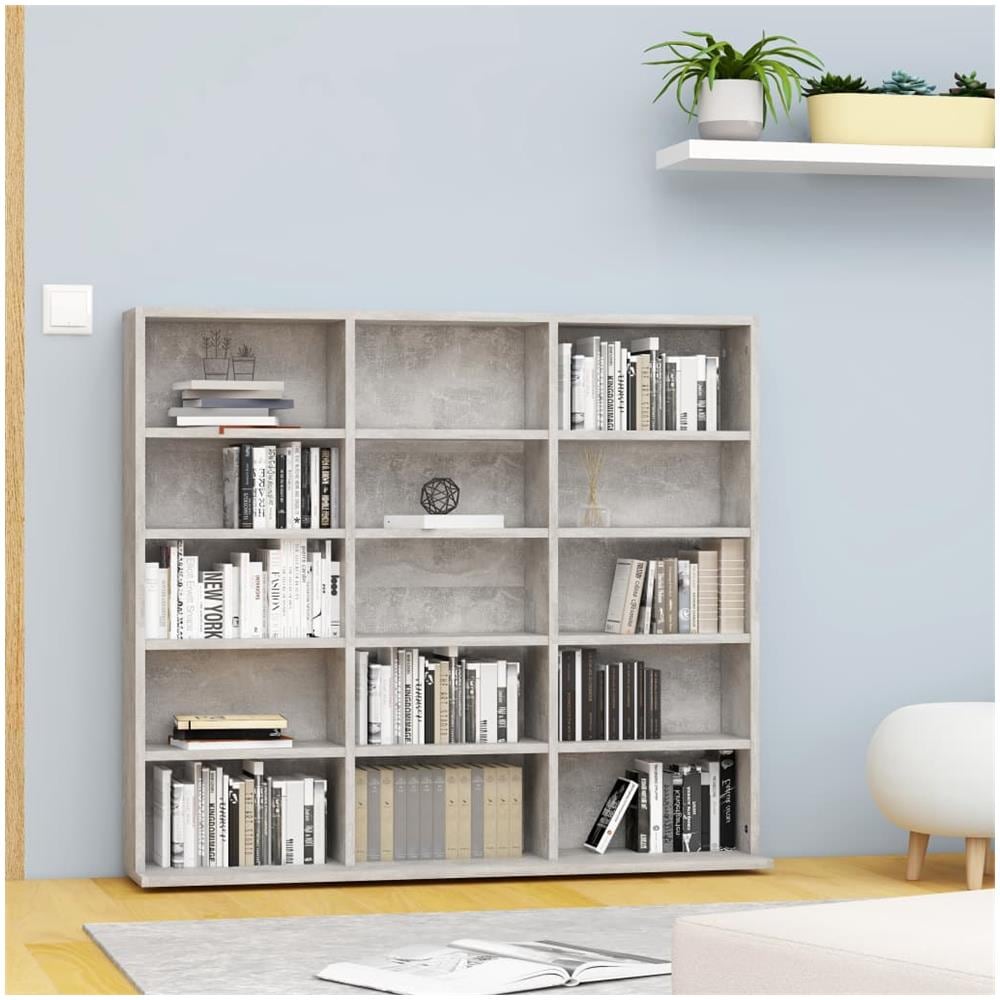Mobile Porta CD Grigio Cemento 102x23x89,5 cm Legno Multistrato - Foto 1