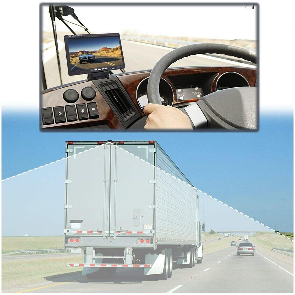 12v-24v 7 Dello Schermo A Cristalli Liquidi Dellautomobile Tft Hd Monitor Bus Truck Trailers 18leds Ir Di Visione Notturna Impermeabile Di Retrovisione Che Inverte Macchina Fotografica Di Sostegno Con Il Video 10m Cavo - Foto 2