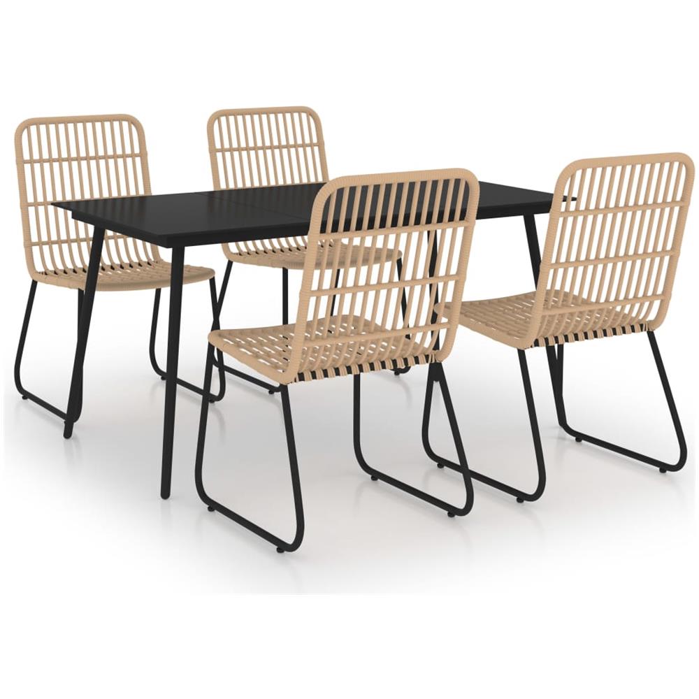 Set Da Pranzo Da Giardino 5 Pz In Polyrattan E Vetro - Foto 1