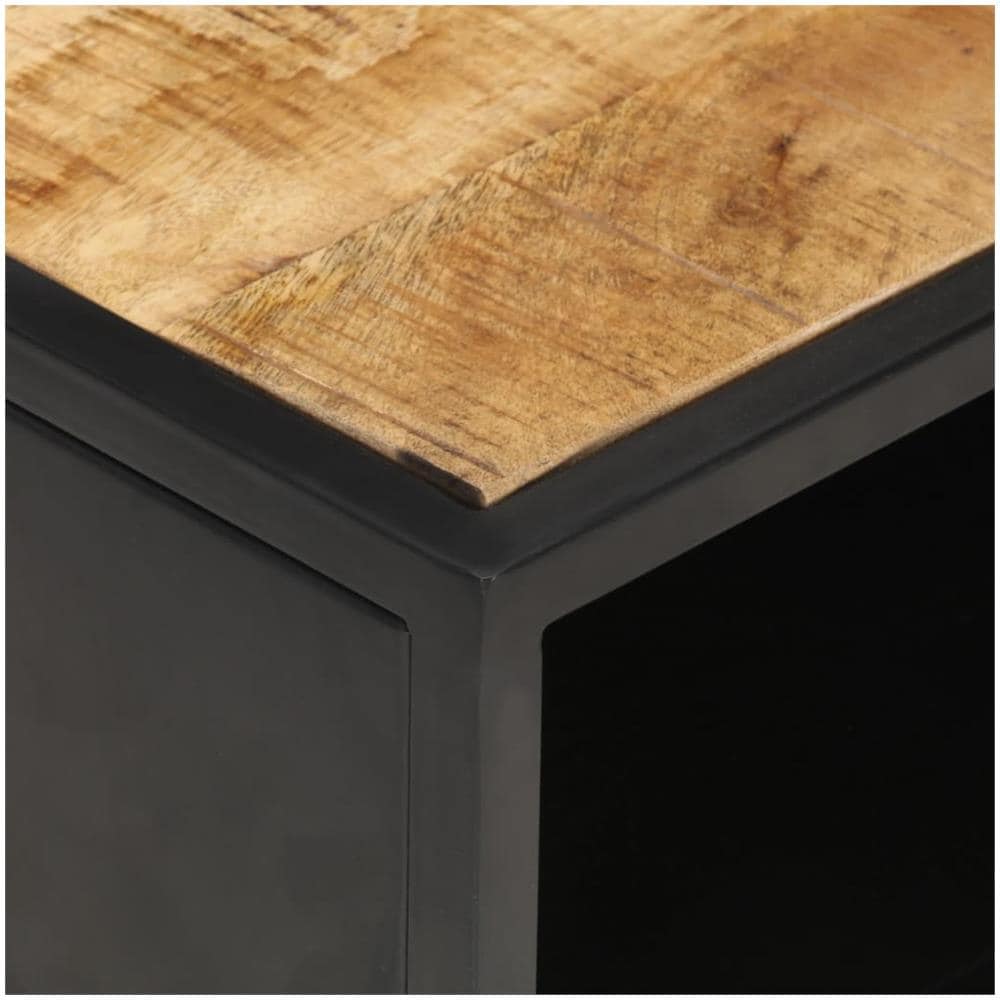 Tavolino Con Anta Intagliata 90x55x36 Cm Legno Di Mango Grezzo - Foto 2