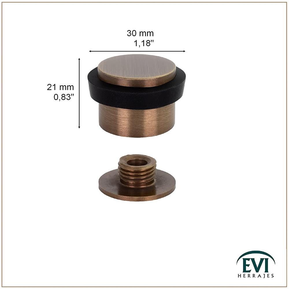 Arresto Della Porta Adesiva Con Base Filettata, Ottone Opaco, Gomma Nera, Rif. I-191 / 24x19-dual-cu - Foto 3