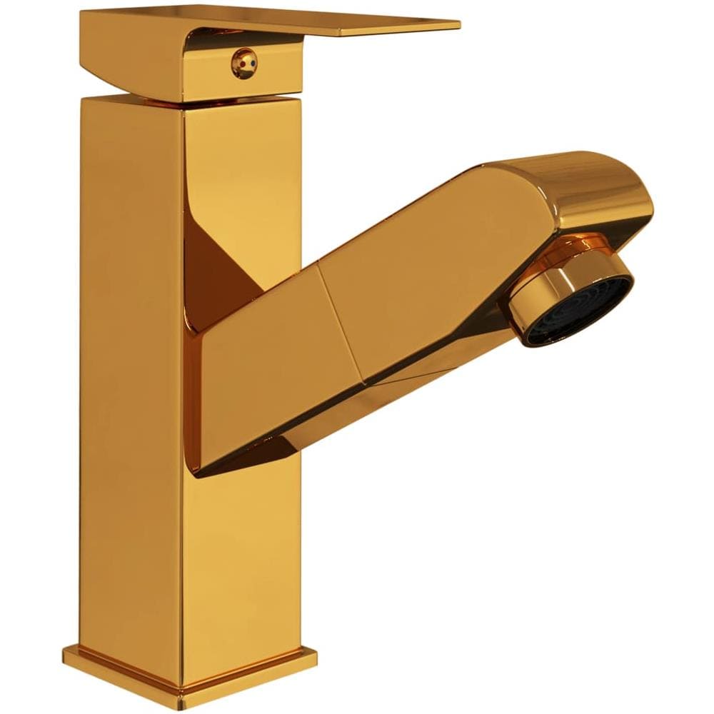 Rubinetto Lavabo da Bagno Funzione Estraibile Oro 157x172 mm - Foto 1