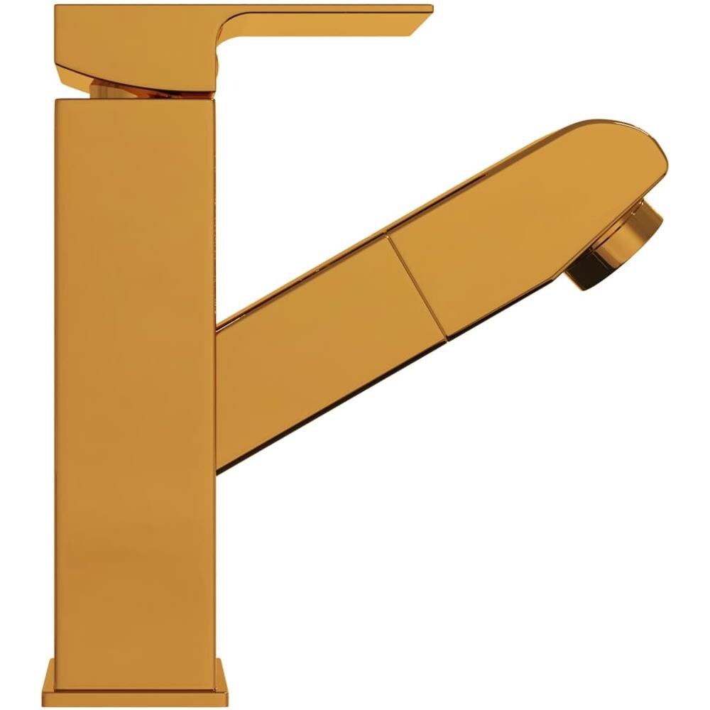 Rubinetto Lavabo da Bagno Funzione Estraibile Oro 157x172 mm - Foto 2