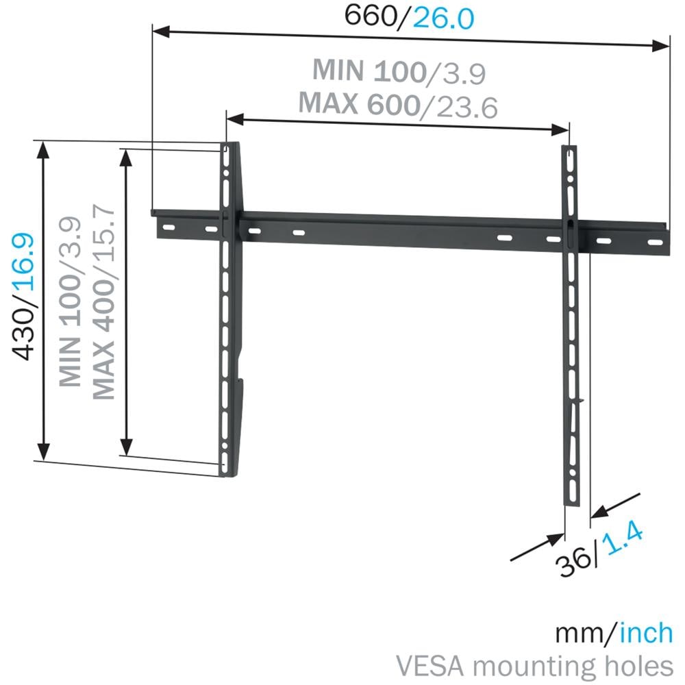 Vogel's MNT 300. WALL MOUNT FLAT WALL 80" Nero supporto da parete per tv a schermo piatto - Foto 1