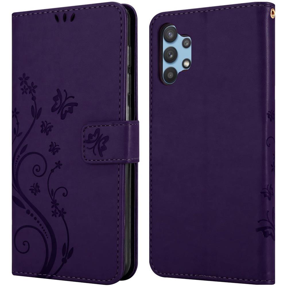 Cadorabo Custodia Compatibile Con Samsung Galaxy A32 5g In Lilla Scuro Fiore - Coperchio Protettivo In Design Floreale Con Chiusura Magnetica, Funzione Stand E Slot Per Carte - Foto 8