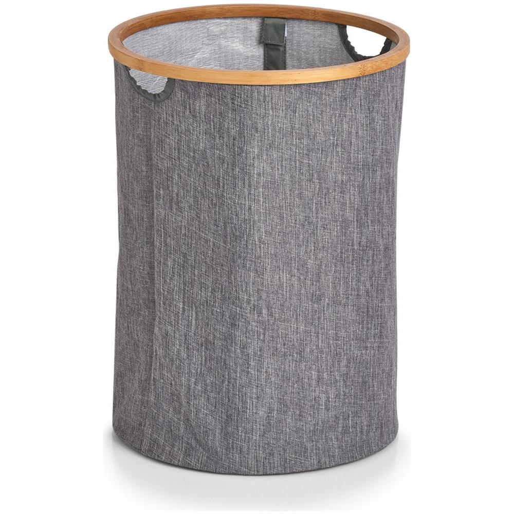 Cesto Portabiancheria Con Cerchio In Bambù, 50 L, Grigio, Zeller - Foto 1