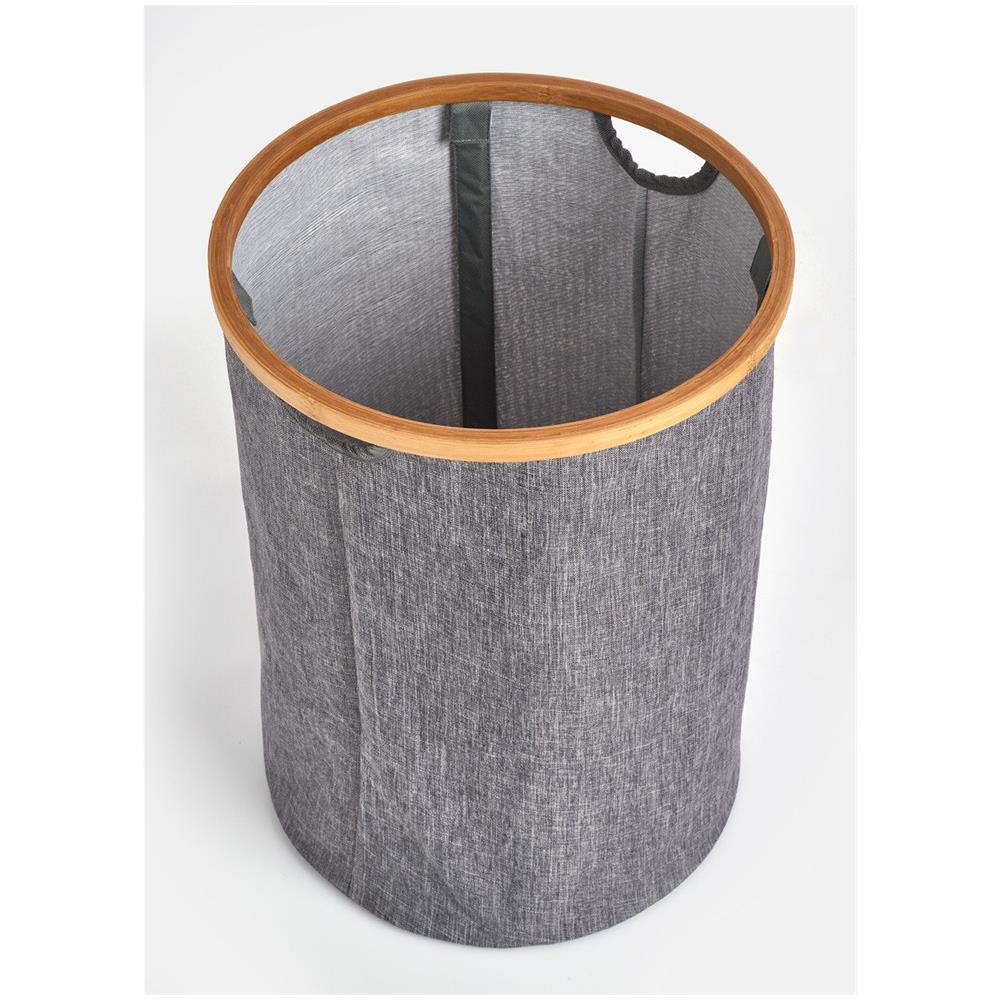 Cesto Portabiancheria Con Cerchio In Bambù, 50 L, Grigio, Zeller - Foto 2