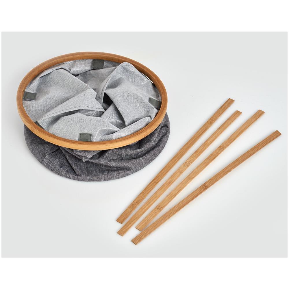 Cesto Portabiancheria Con Cerchio In Bambù, 50 L, Grigio, Zeller - Foto 5