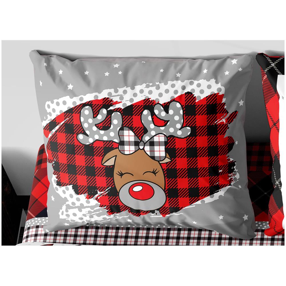 Completo Lenzuola In 100% Cotone Made Italy Disegno Renna Invernale Maxi Renna - Foto 8