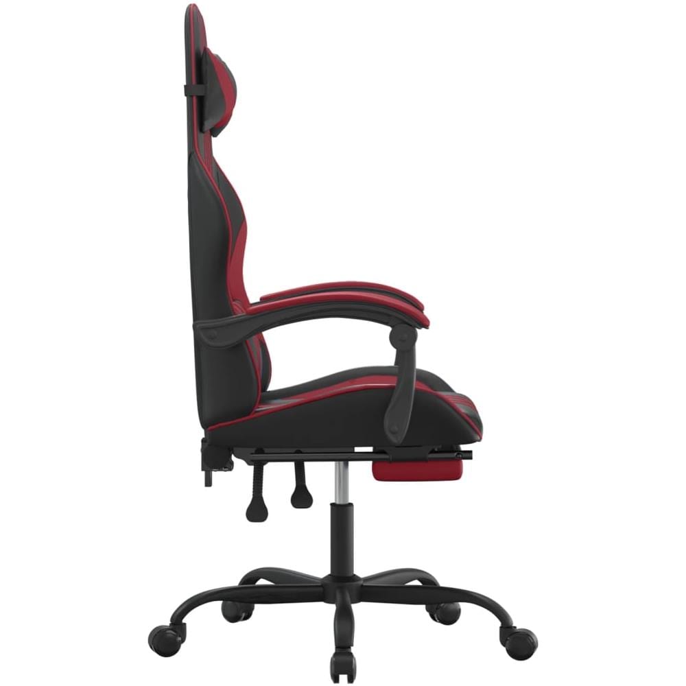 Sedia Da Gaming Con Poggiapiedi Nero E Rosso Vino In Similpelle - Foto 2