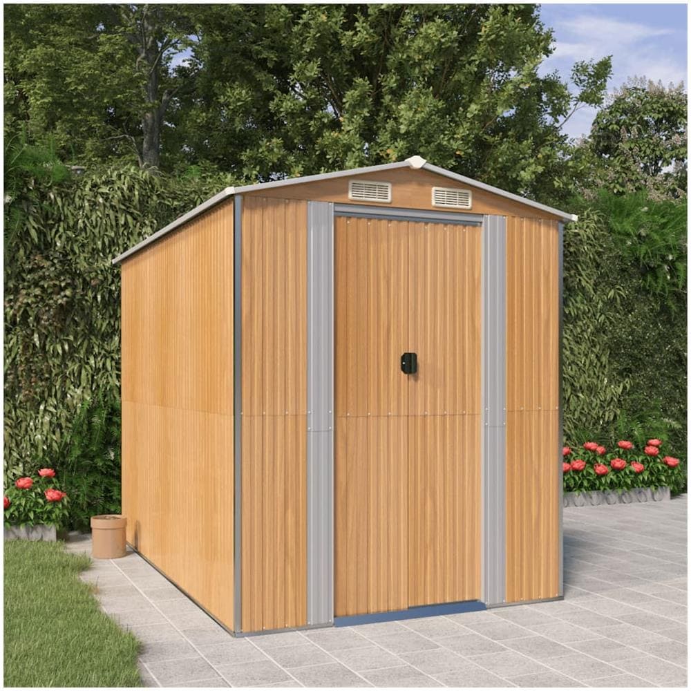 Capanno Giardino Marrone Chiaro 192x274x223 cm Acciaio Zincato - Foto 1