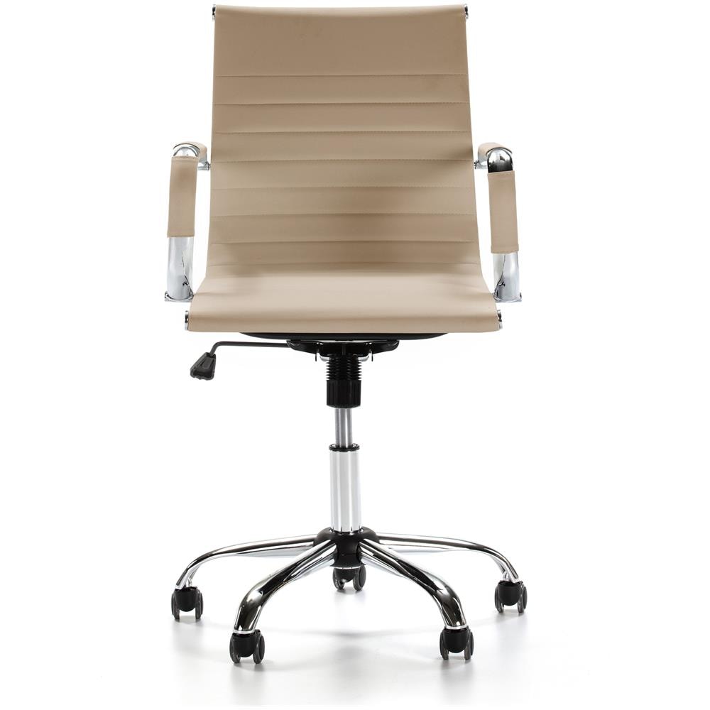 Sedia Da Ufficio Croma Reclinabile Taupe, Ecopelle, Sedia Executive Con Poggiatesta E Braccioli Imbottiti, Altezza Regolabile, Design Ergonomico - Foto 2