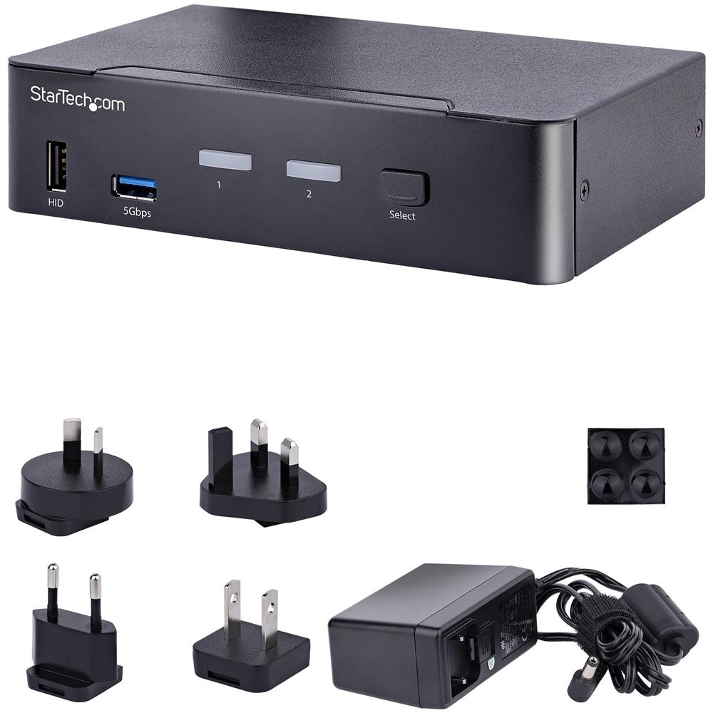 Switch KVM USB C, KVM DisplayPort a 2 porte con video HDR 4K 60Hz UHD, Audio da 3,5 mm, Hub USB con 4x USB HID e 2x USB 3.0 tipo A 5Gbps, Commutazione Hot Key, Compatibile con Thunderbolt 3 e 4 - Foto 5