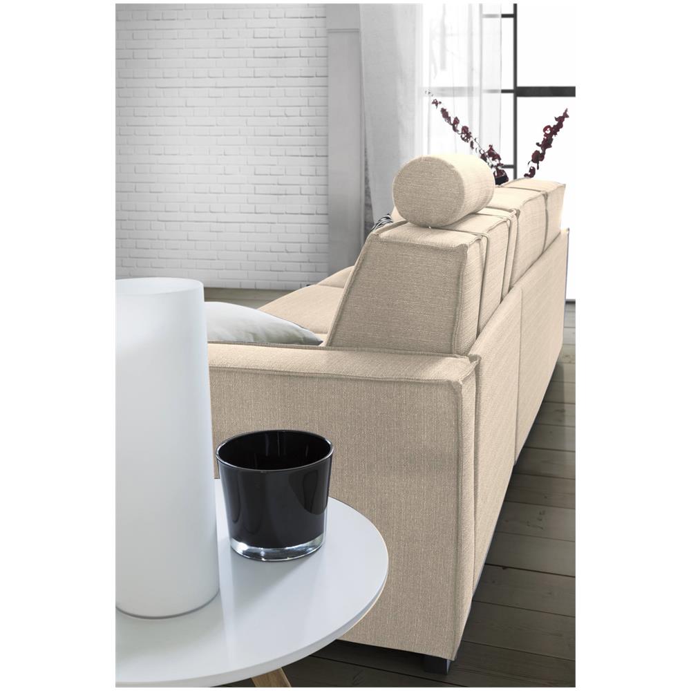 Divano Fisso Maia, Divano Ad Angolo, 100% Made In Italy, Sofà Soggiorno Con, Penisola Contenitore Destra, Con Braccioli Slim, Cm 260x95h90, Beige - Foto 4