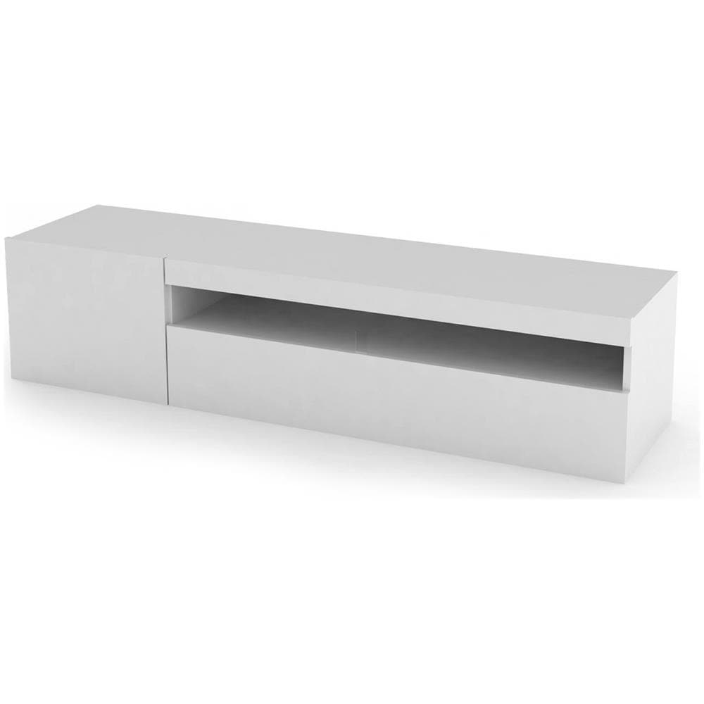Mobile Porta Tv Roberto, Credenza Bassa Da Soggiorno A 2 Ante, Base Porta Tv, 100% Made In Italy, Cm 150x40h37, Bianco Lucido - Foto 2