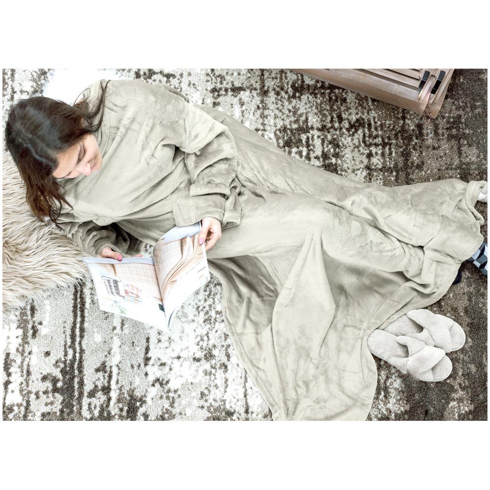 Plaid In Pile Coperta Con Maniche Da Divano Inverno Caldo Modello Carol Carol Crema - Foto 5