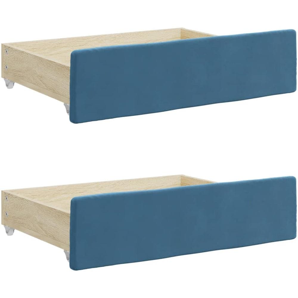 Divano Letto Estraibile Con Cassetti Blu 100x200 Cm In Velluto - Foto 8