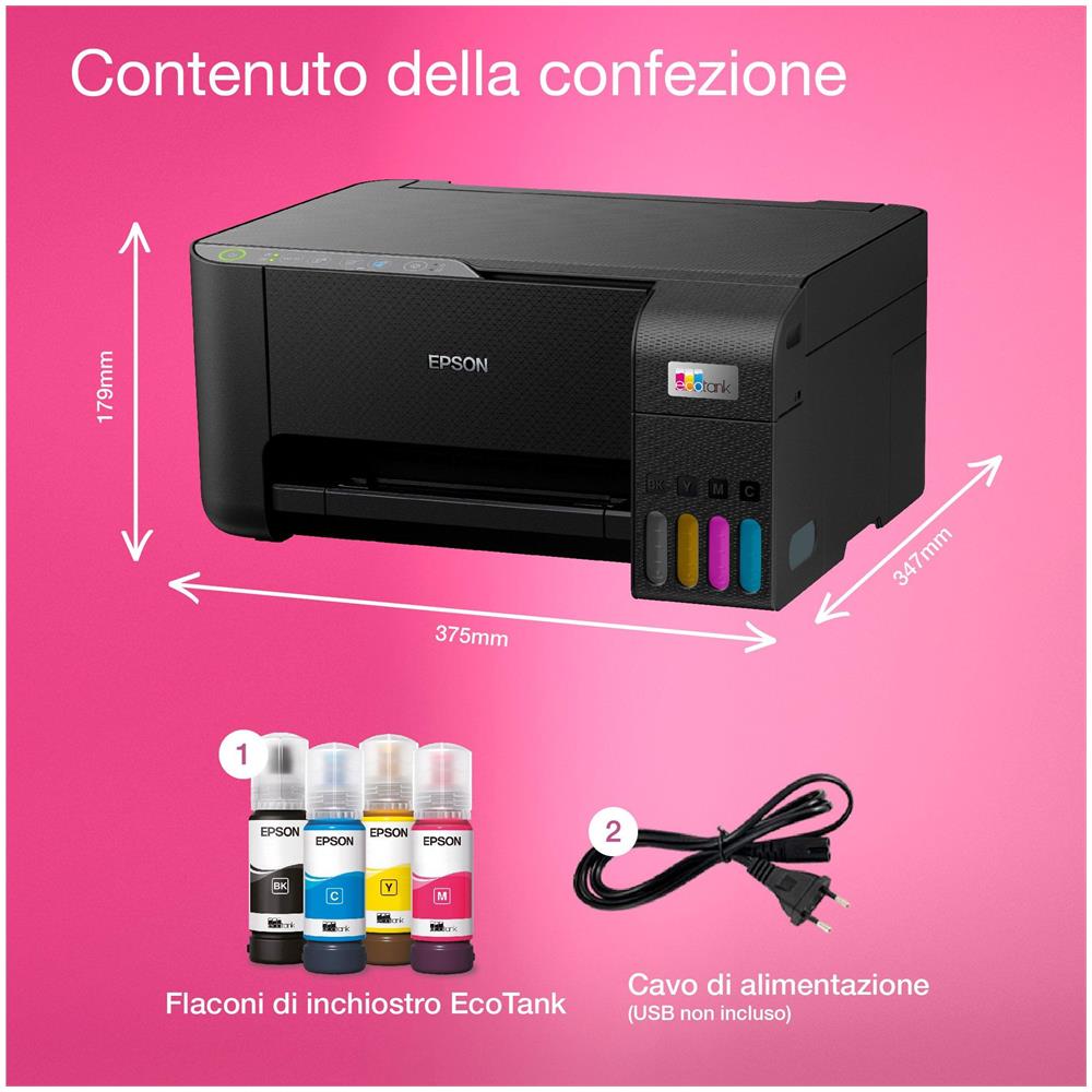 Stampante Multifunzione EcoTank ET-2860 InkJet a Colori A4 5760 x 1440 DPI 33 ppm Wi-Fi Colore Nero - Foto 9