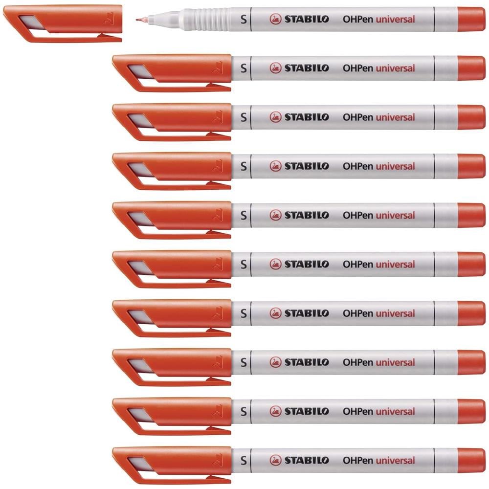 OHPen universal Permanente - Marcatore - Tratto Superfine (0,4 mm) - Confezione da 10 - Rosso - Foto 1