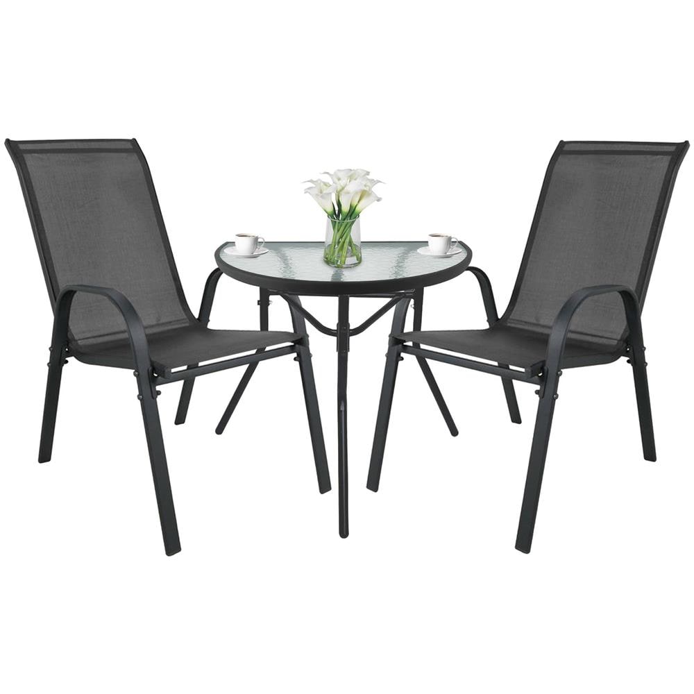 Set da tavolo da giardino ISLAND con 2 sedie SOFIA - Grigio e nero - Foto 1