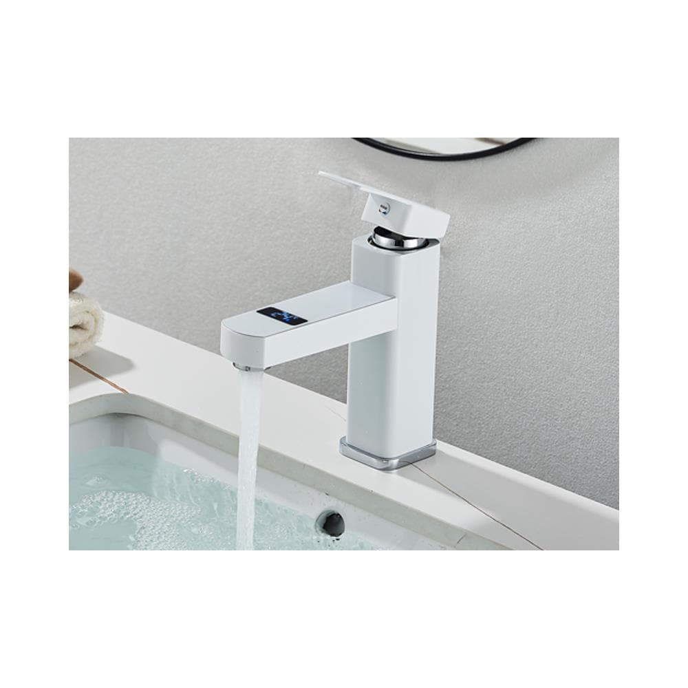 Rubinetto per lavabo da bagno, Blackswan, tipo M211, modello bianco, con display LCD, dimensioni 17,5 cm - Foto 4