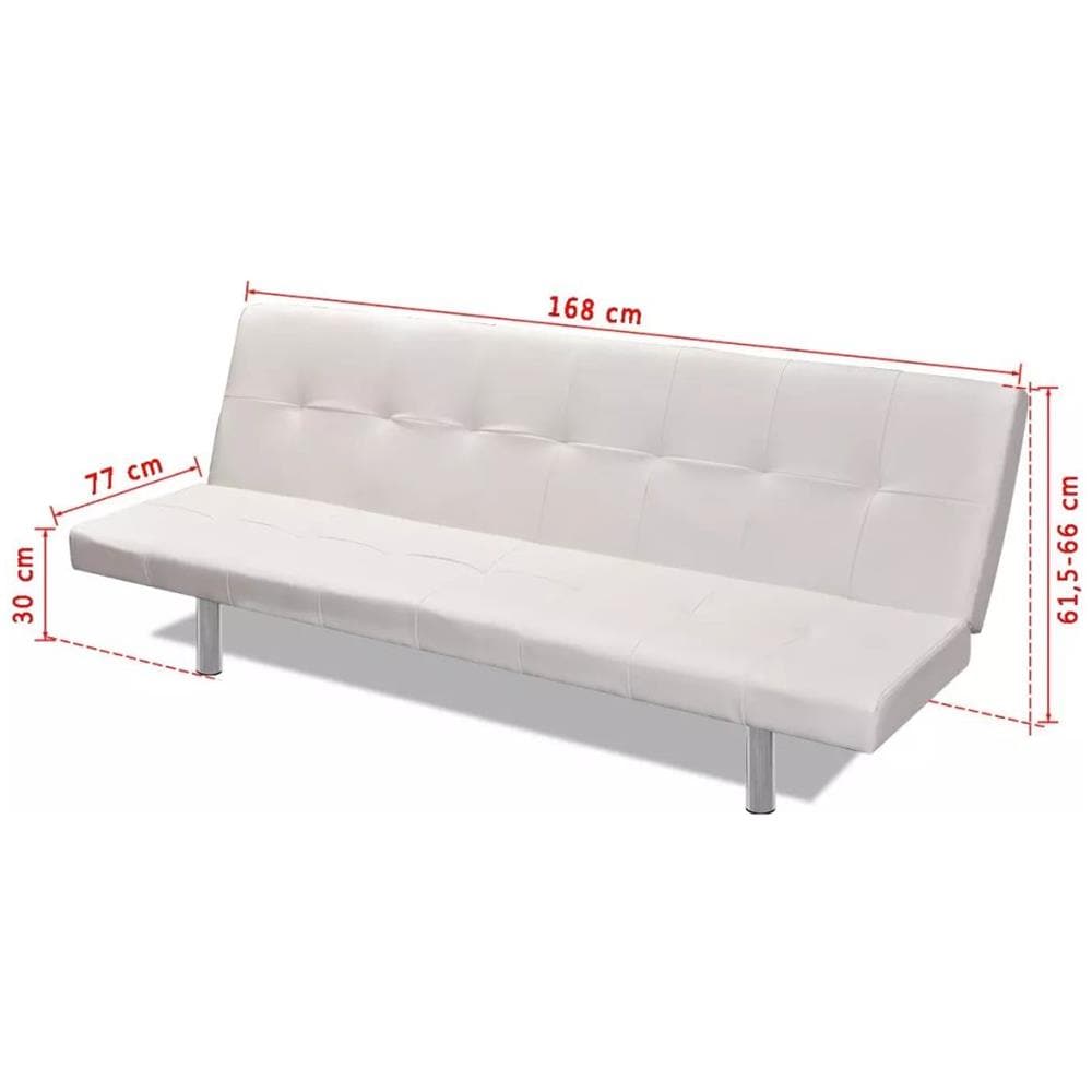 Divano Letto con 2 Cuscini Similpelle Regolabile Bianco Crema - Foto 18