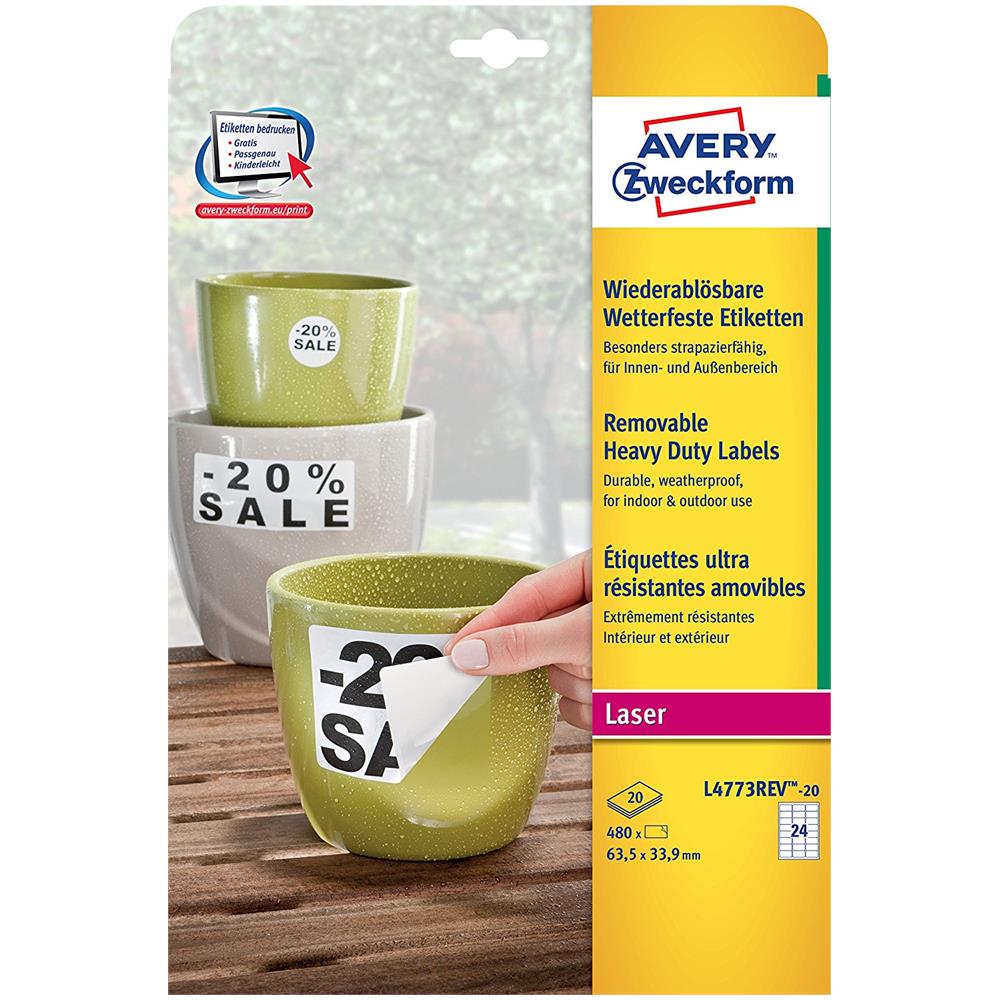 Etichette Adesive in Poliestere 63.5 x 33.9 mm 480 pezzi Colore Bianco - Foto 1