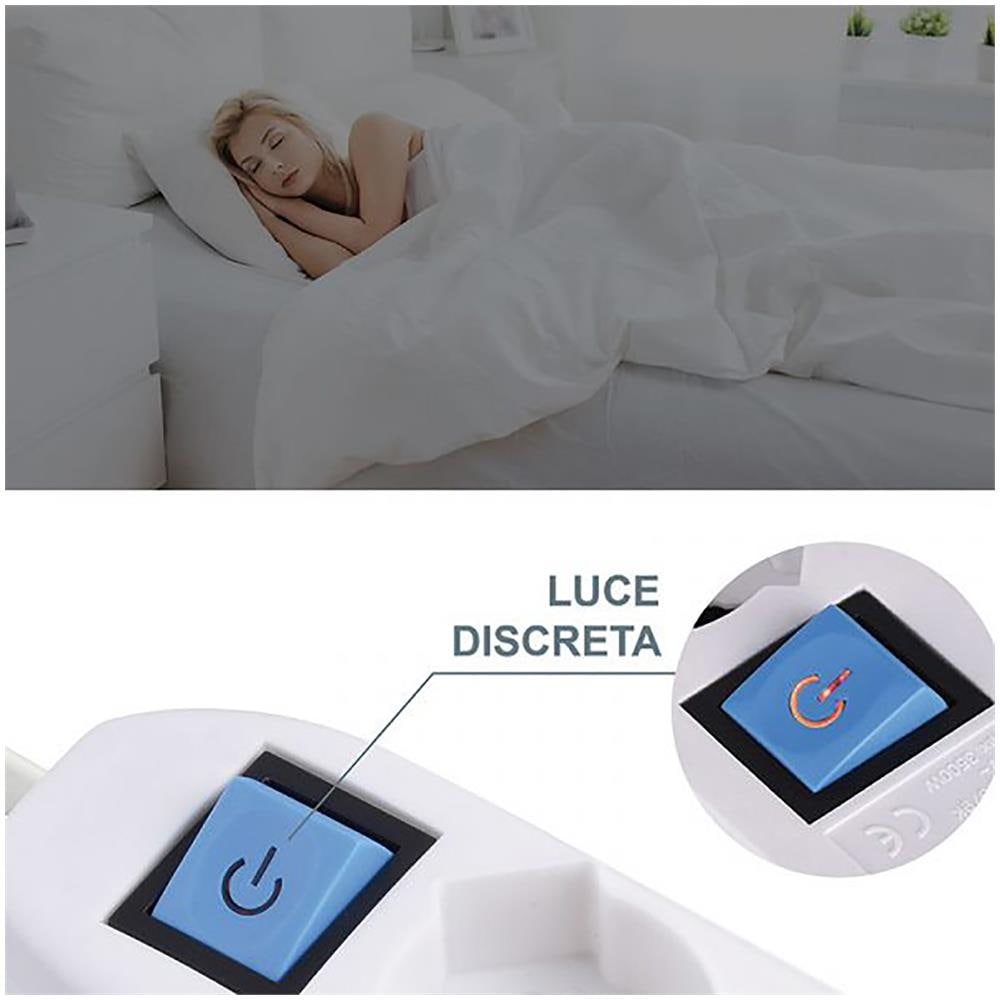 62072 Multipresa tripla polivalente (schuko + 10/16A) con interruttore - cavo 1,5 m nero - Foto 6