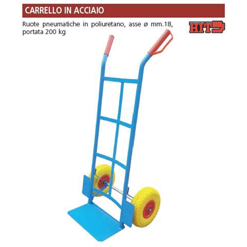 Carrello Portapacchi Kg 200 Ruote Pneomatiche Poliuretano Mm 250 Asse Mm 18 - Foto 2