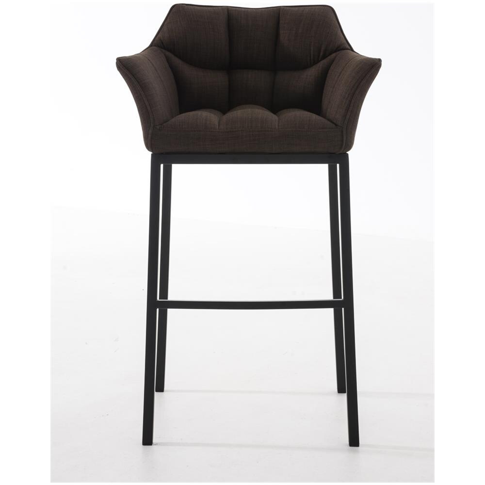 Sgabello DAMASO B con Telaio a 4 Gambe Nero, in Tessuto Marrone Telaio Nero Opaco - Foto 2